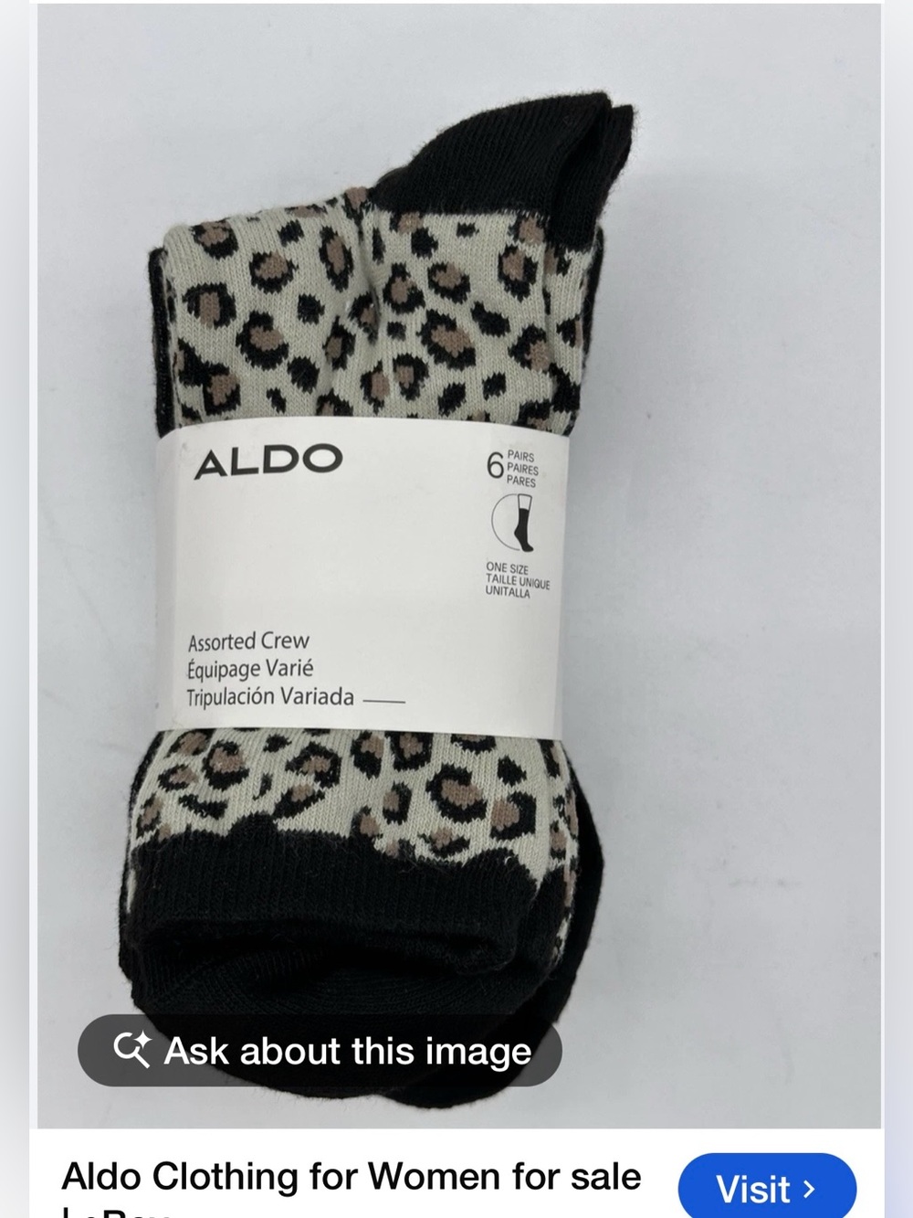 #3261**ALDO Crew Socks in Beige, Black and Brown Leopard Print